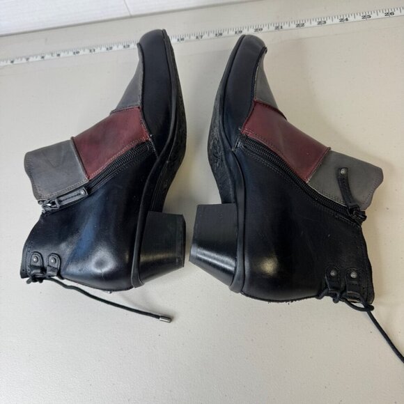 Aetrex Lagenlook Colorblock Leather Arch Support Comfort Ankle Boots Size 9M - Picture 8 of 13